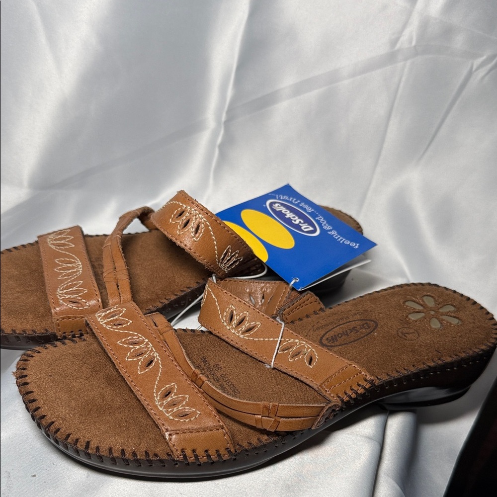 Dr. Scholl's Tan Sandals with Embroidered Straps